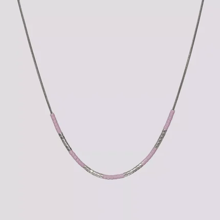 miyuki ogrlica srebrna lila