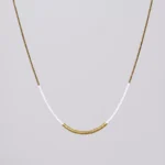 zlatno-bela ogrlica Miyuki perlice