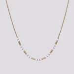 Miyuki ogrlica zlatna bela lila perlice