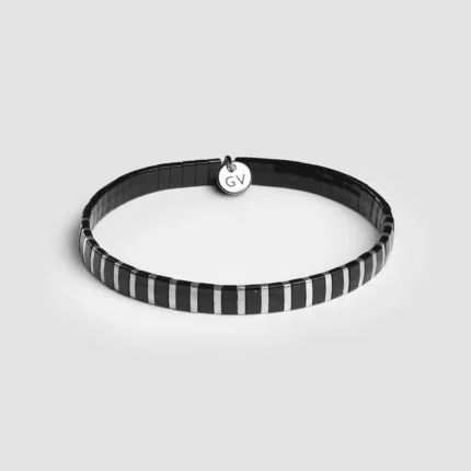 narukvica crno-srebrna Miyuki perlice