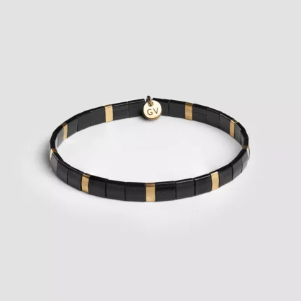 narukvica crno-zlatna Miyuki perlice