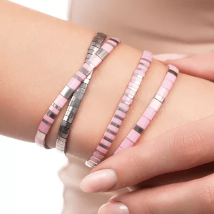 narukvica miyuki roze srebrna-1