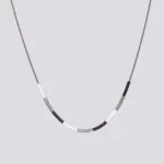 ogrlica srebrna crna bela Miyuki
