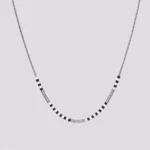 Miyuki ogrlica srebrne crne bele perlice