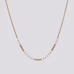 Miyuki ogrlica zlatna bela lila perlice