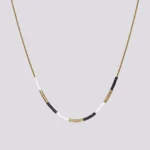 ogrlica zlatna crna bela Miyuki perlice