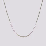 srebrna bela lila ogrlica