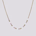 zlatna bela lila ogrlica sa Miyuki perlicama