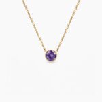Birthstone Februar ogrlica stainless steel sa pozlatom