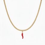 Classic Charm crvena papričica stainless steel mini ogrlica sa pozlatom