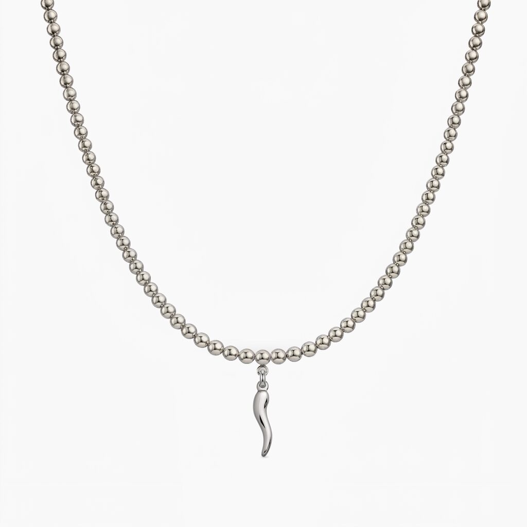 Charm-perle-papricica-srebrna Classic Charm stainless steel mini ogrlica - Slika 1