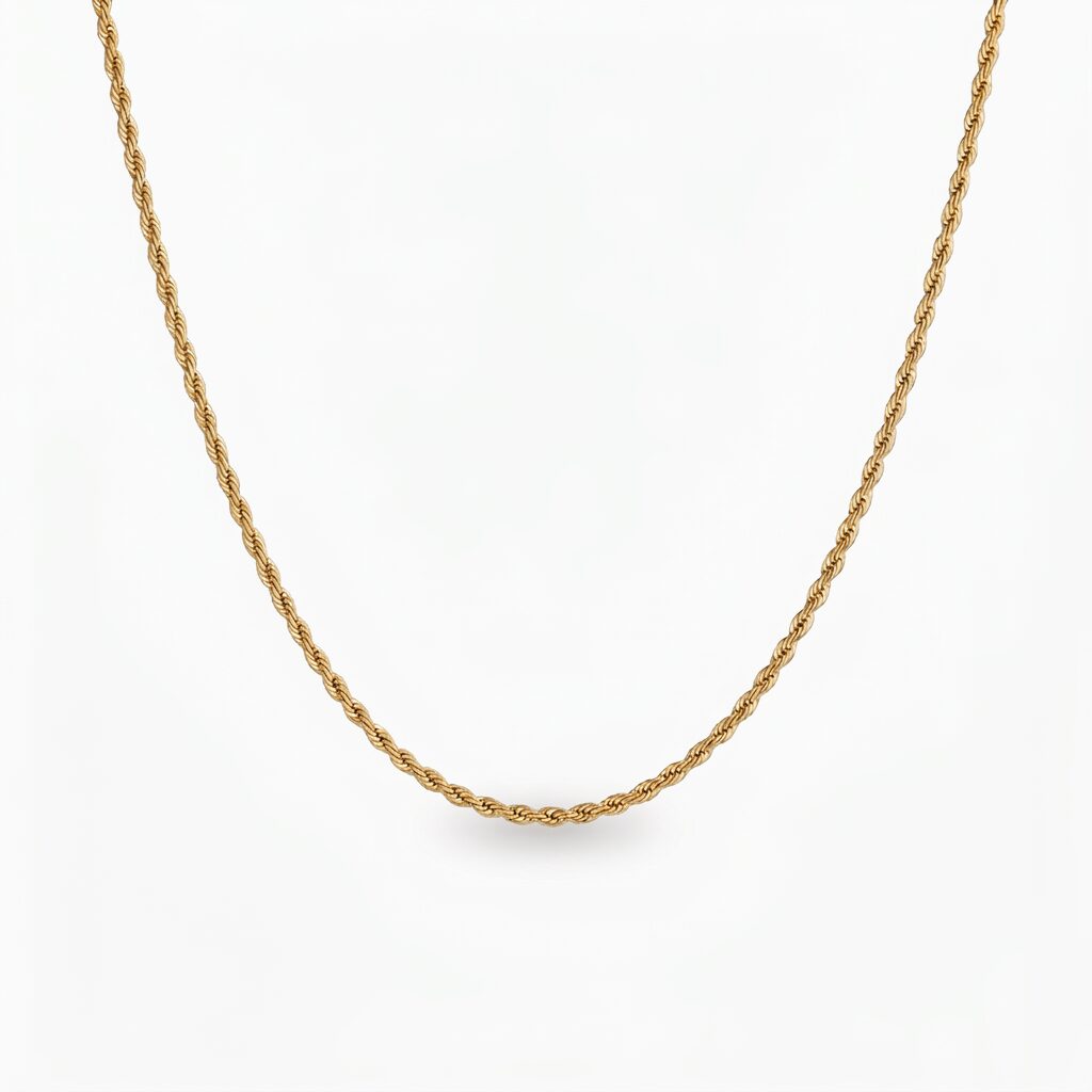 Rope chain ogrlica stainless steel 14k pozlata Rope chain ogrlica stainless steel sa pozlatom - Slika 1